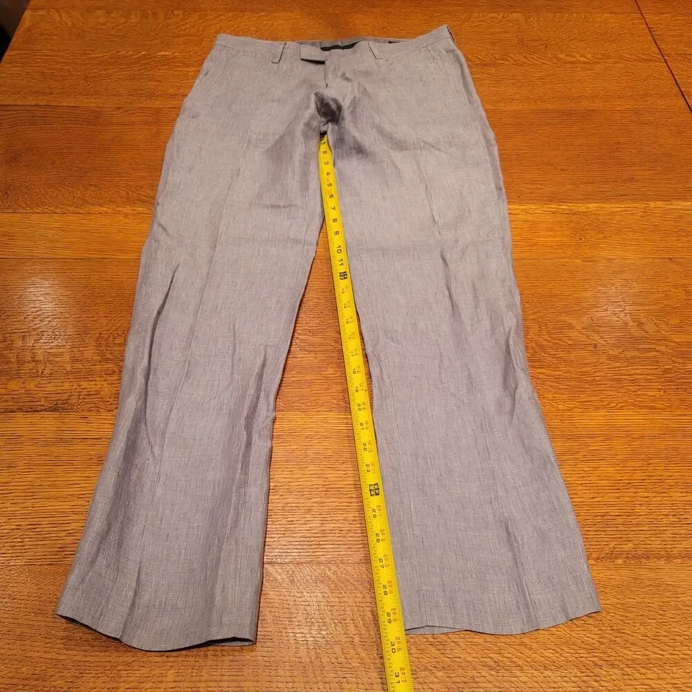 Banana Republic 100% Linen Dress Pants Mens 32x32 Gray Modern Slim Fit